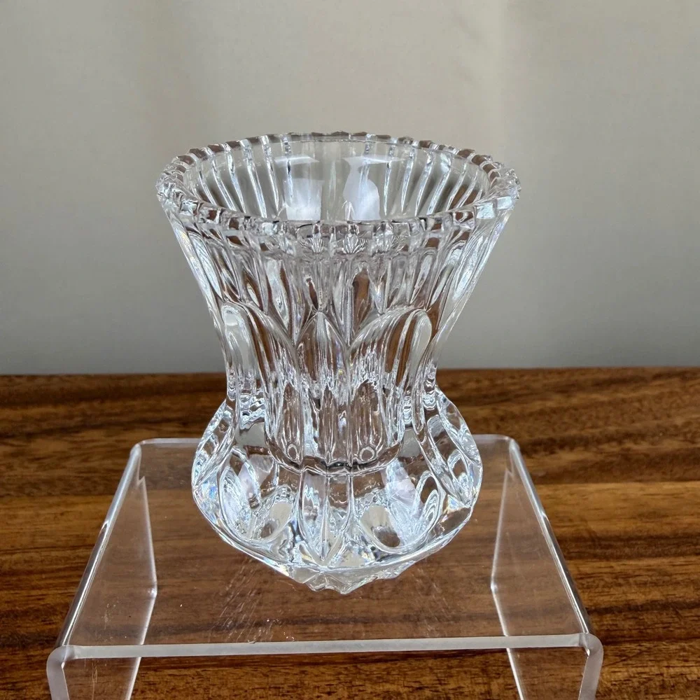 Princess House Crystal Bud Vase Toothpick Holder Clear Scalloped Pressed Glass
